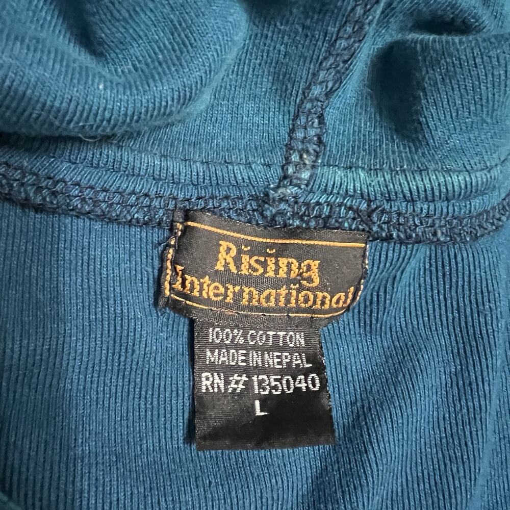 Rising International Women L Teal L /S Full Zip Embroidered Hooded Sweatshirt - Picture 8 of 9